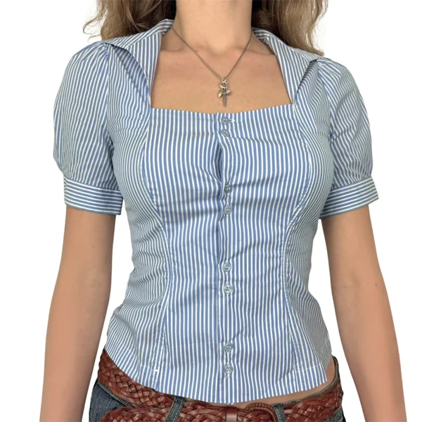 Women s Casual Floral Print Blouse Short Sleeve V-Neck Button Down Loose Fit Tops Fashion Streetwear Summer Wear