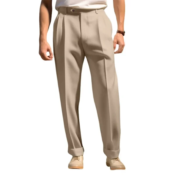 Fit Dress Pants Solid Color Flat Front Trousers